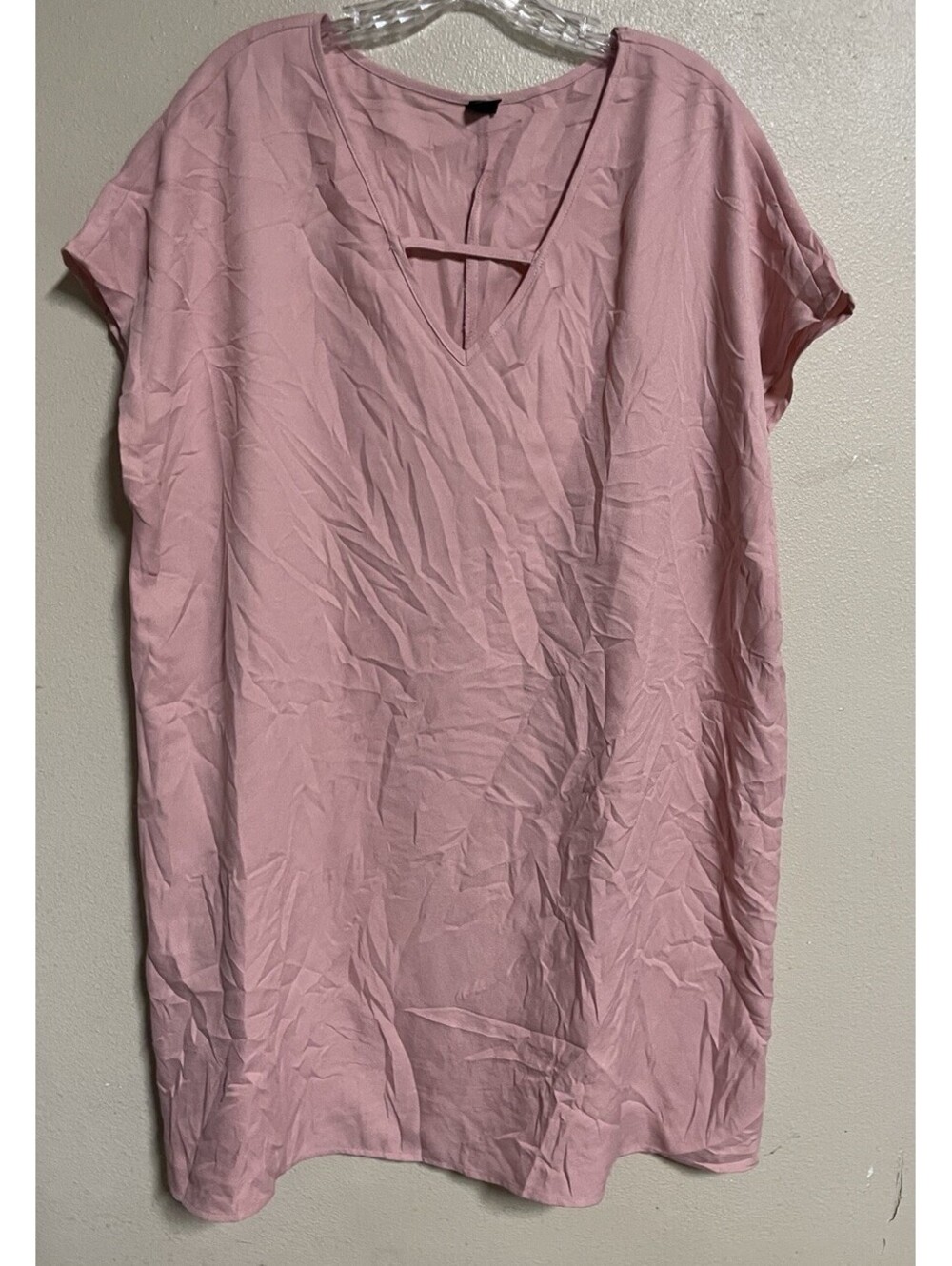 Plus Size Dress Tunic Solid Pink Short Sleeve 2XL SHEIN